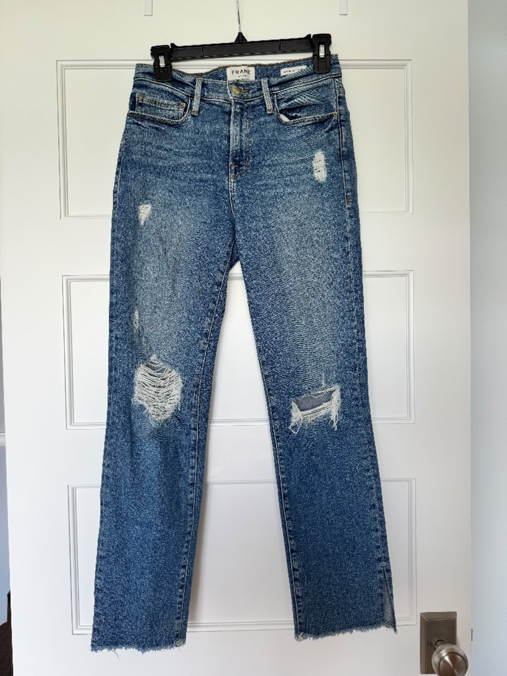 FRAME Denim Distressed Ripped Straight Leg Jeans Size 26